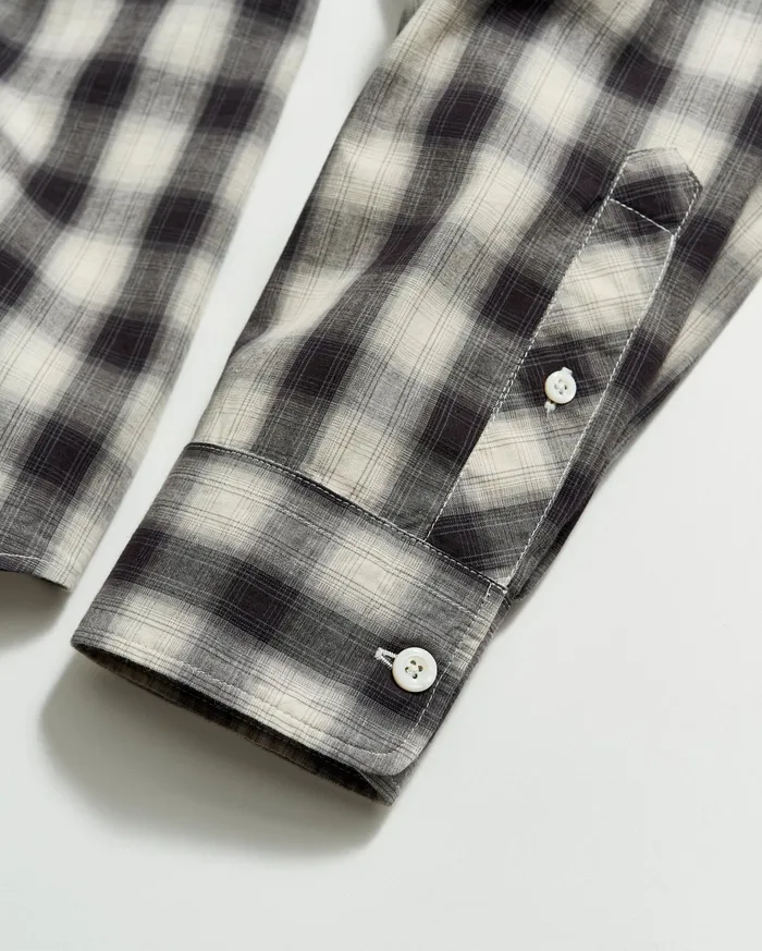 Men Shirting Billy Reid Shadow Plaid Tuscumbia Shirt Hidden Bd Blacknatural