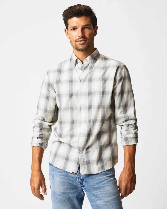 Men Shirting Billy Reid Shadow Plaid Tuscumbia Shirt Hidden Bd Greynatural