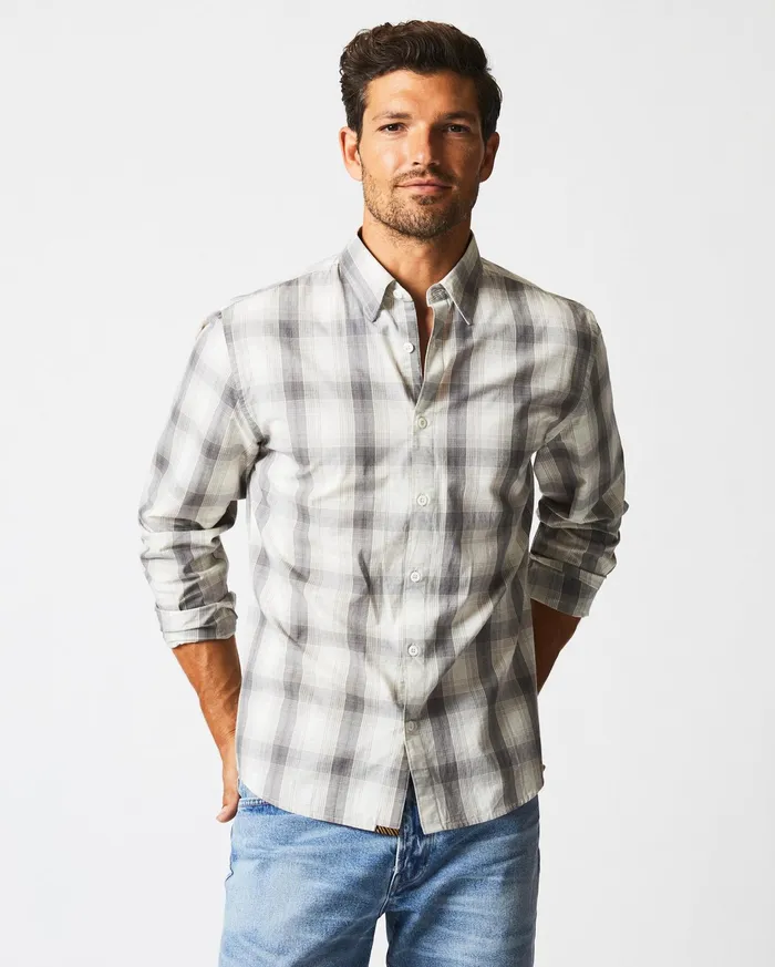 Men Shirting Billy Reid Shadow Plaid Tuscumbia Shirt Hidden Bd Greynatural