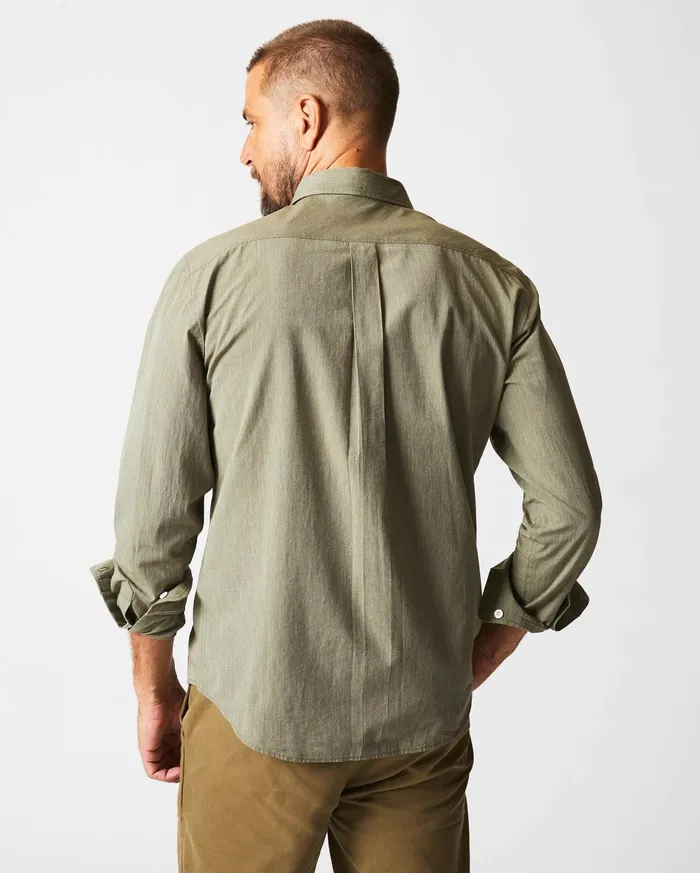 Men Shirting Billy Reid Twisted Msl 1Pocket Shirt Olive
