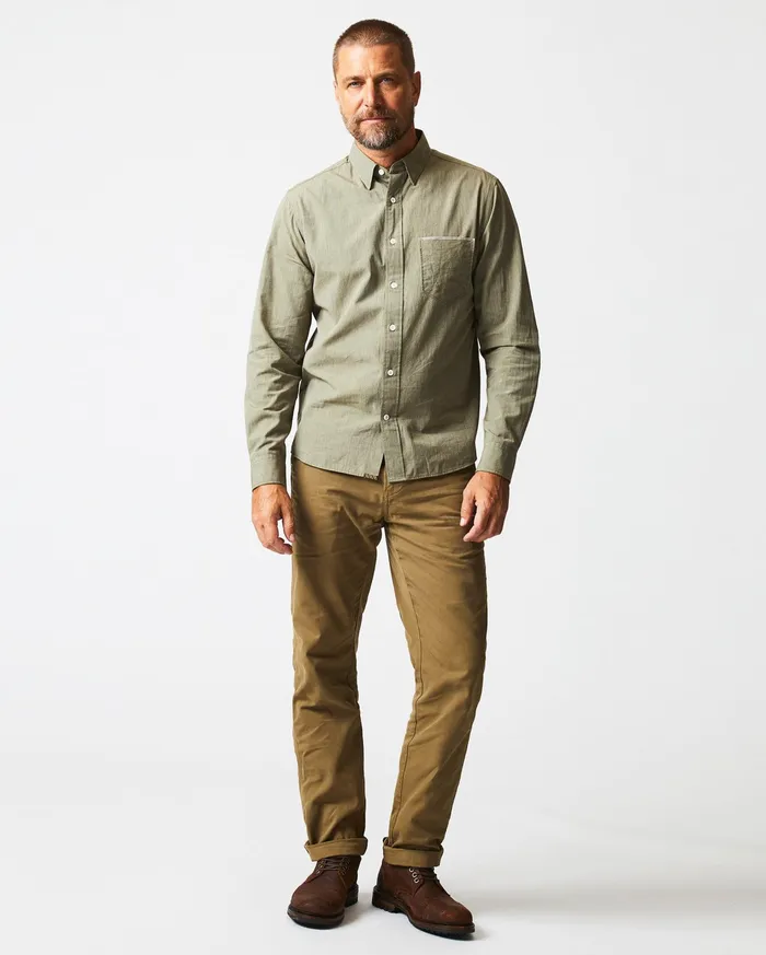 Men Shirting Billy Reid Twisted Msl 1Pocket Shirt Olive