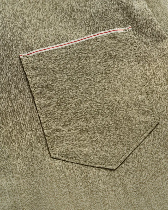 Men Shirting Billy Reid Twisted Msl 1Pocket Shirt Olive