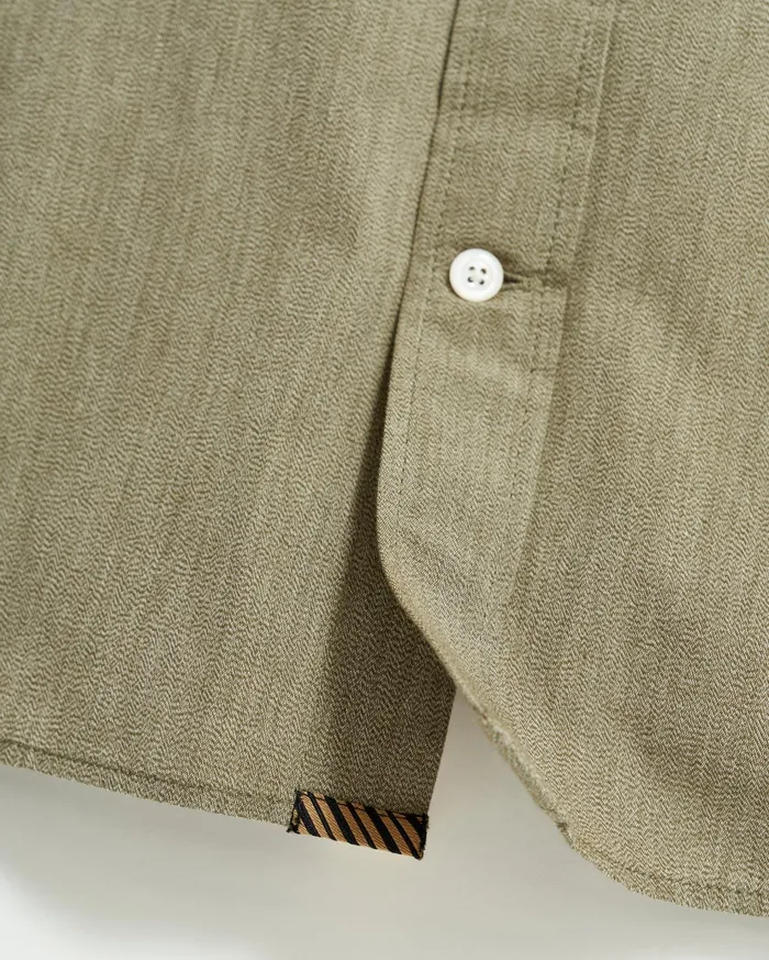 Men Shirting Billy Reid Twisted Msl 1Pocket Shirt Olive