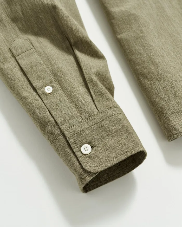 Men Shirting Billy Reid Twisted Msl 1Pocket Shirt Olive