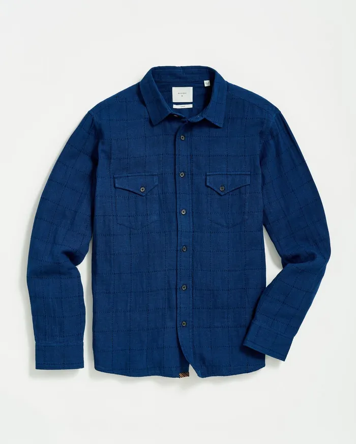 Men Shirting Billy Reid Western Shirt Indigo