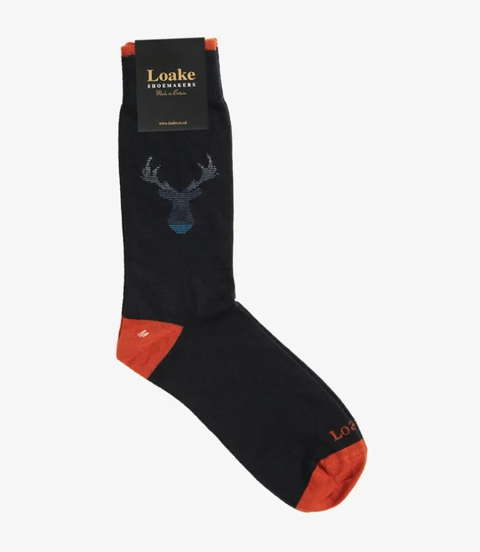 Men Stag Socks Navy Loake Socks