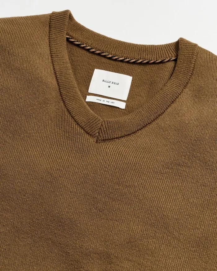 Men Sweaters and Sweatshirts Billy Reid American V Neck Sweater Olive