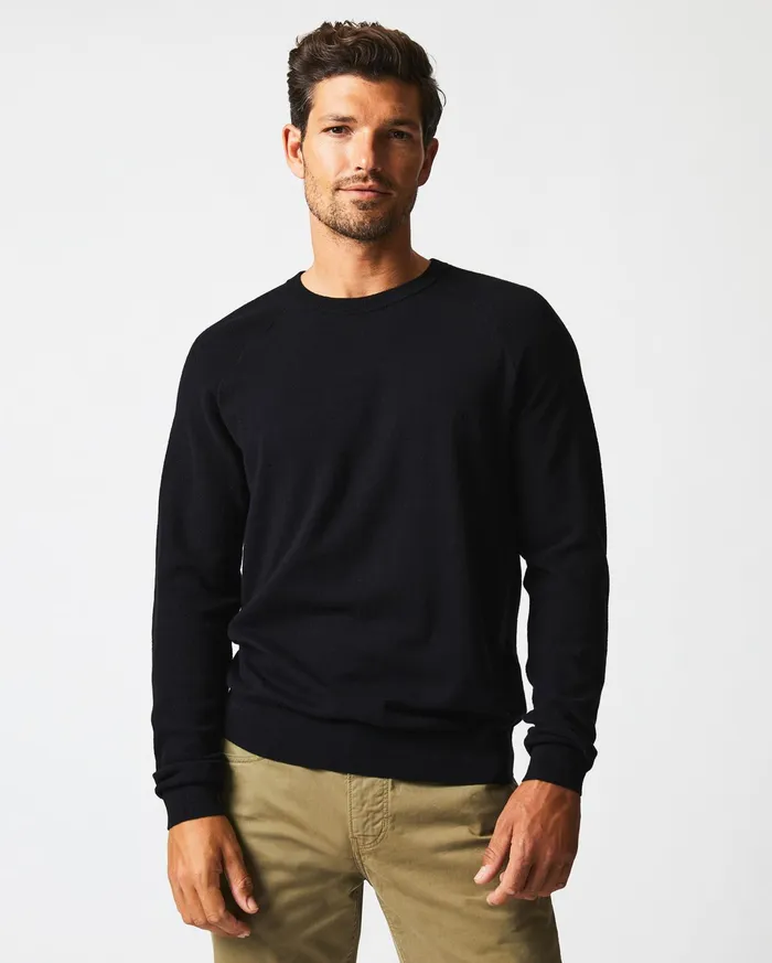 Men Sweaters and Sweatshirts Billy Reid Baseball Sweater Crew Black