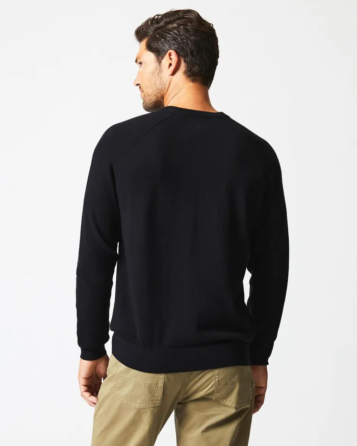 Men Sweaters and Sweatshirts Billy Reid Baseball Sweater Crew Black