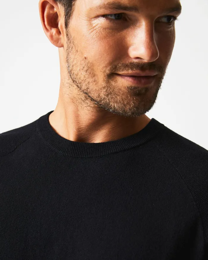 Men Sweaters and Sweatshirts Billy Reid Baseball Sweater Crew Black