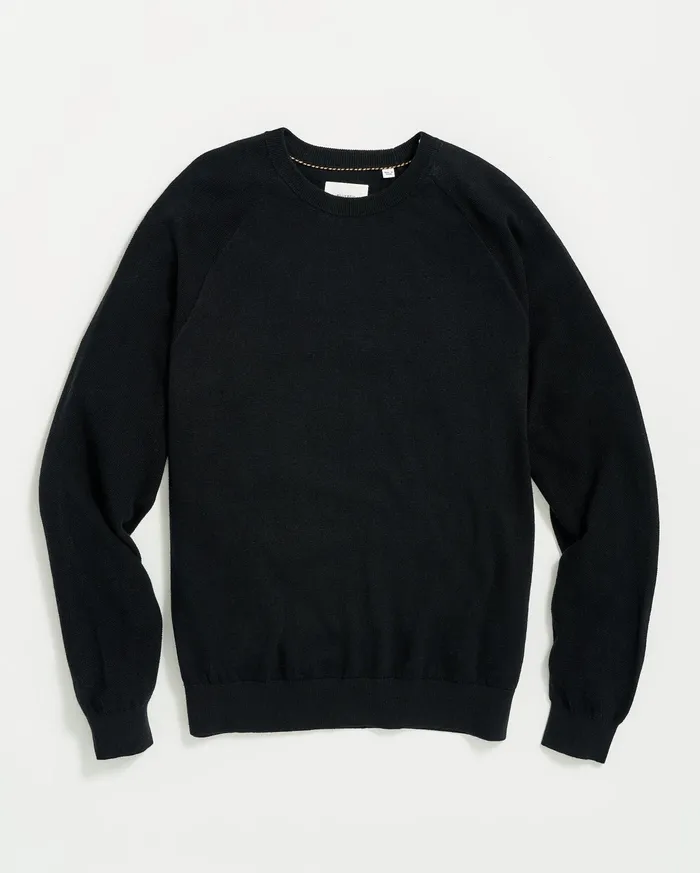 Men Sweaters and Sweatshirts Billy Reid Baseball Sweater Crew Black