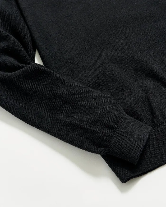 Men Sweaters and Sweatshirts Billy Reid Baseball Sweater Crew Black