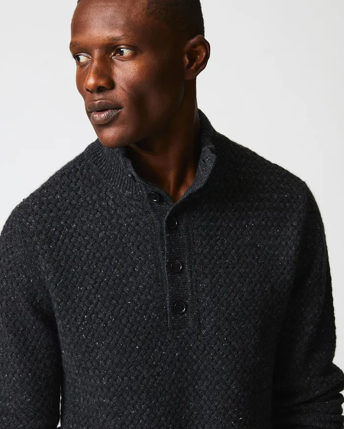 Men Sweaters and Sweatshirts Billy Reid Cashmere Basketweave Pullover Charcoal