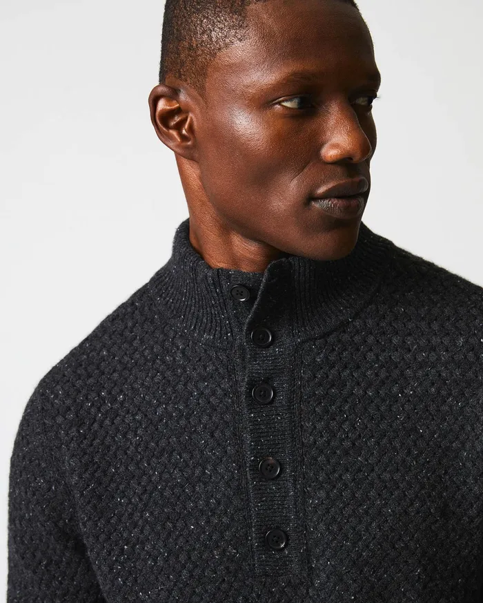 Men Sweaters and Sweatshirts Billy Reid Cashmere Basketweave Pullover Charcoal