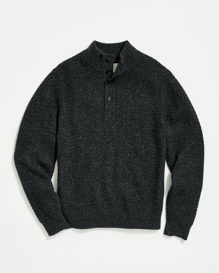 Men Sweaters and Sweatshirts Billy Reid Cashmere Basketweave Pullover Charcoal