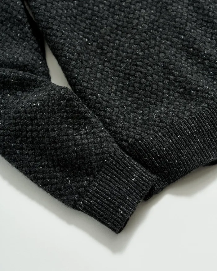 Men Sweaters and Sweatshirts Billy Reid Cashmere Basketweave Pullover Charcoal