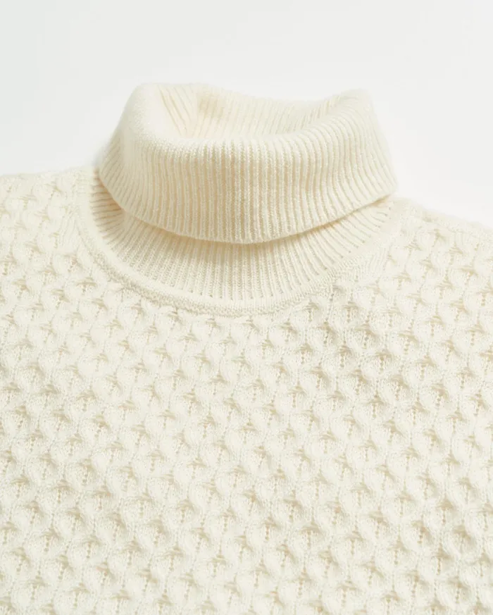 Men Sweaters and Sweatshirts Billy Reid Cashmere Honeycomb Turtleneck Natural