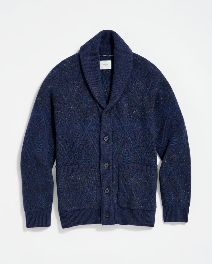 Men Sweaters and Sweatshirts Billy Reid Chevron Ranch Cardigan Navy