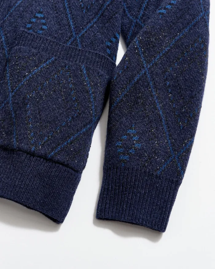 Men Sweaters and Sweatshirts Billy Reid Chevron Ranch Cardigan Navy