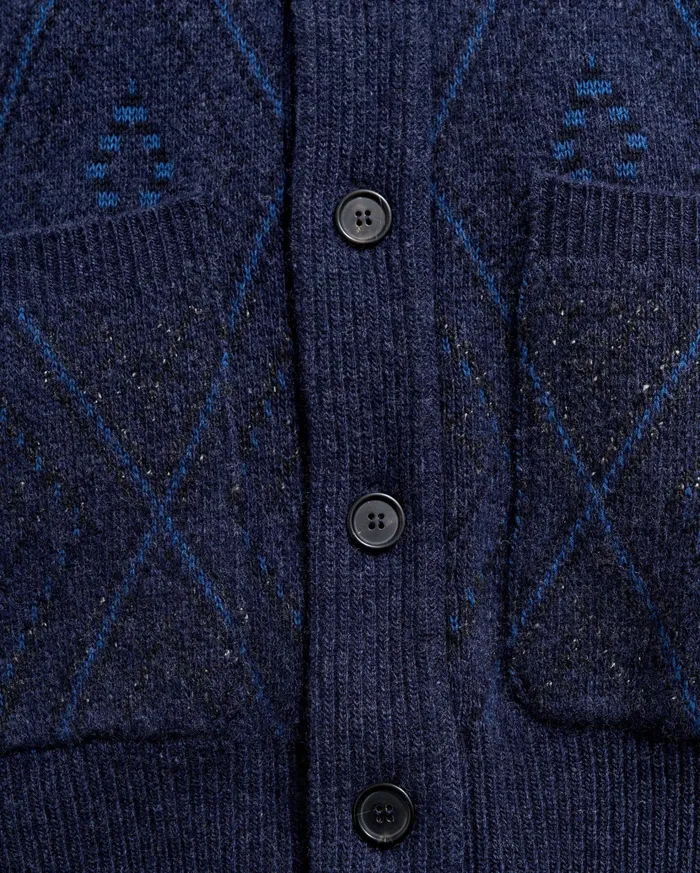 Men Sweaters and Sweatshirts Billy Reid Chevron Ranch Cardigan Navy