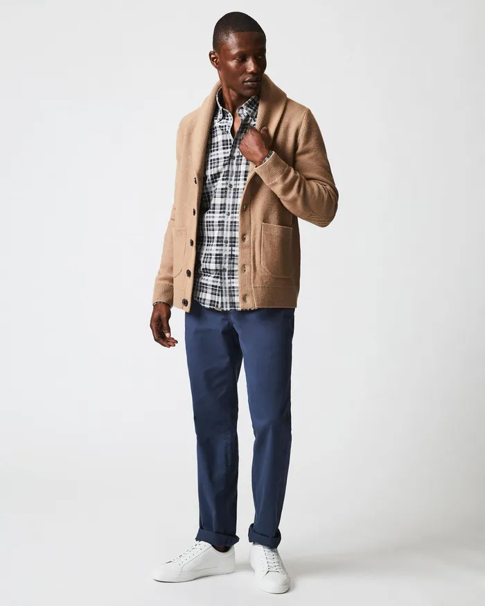 Men Sweaters and Sweatshirts Billy Reid Collegiate Cardigan Camel Heather