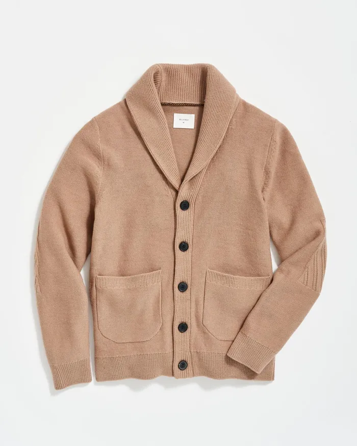 Men Sweaters and Sweatshirts Billy Reid Collegiate Cardigan Camel Heather