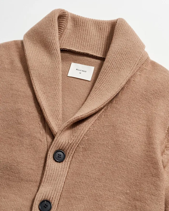 Men Sweaters and Sweatshirts Billy Reid Collegiate Cardigan Camel Heather