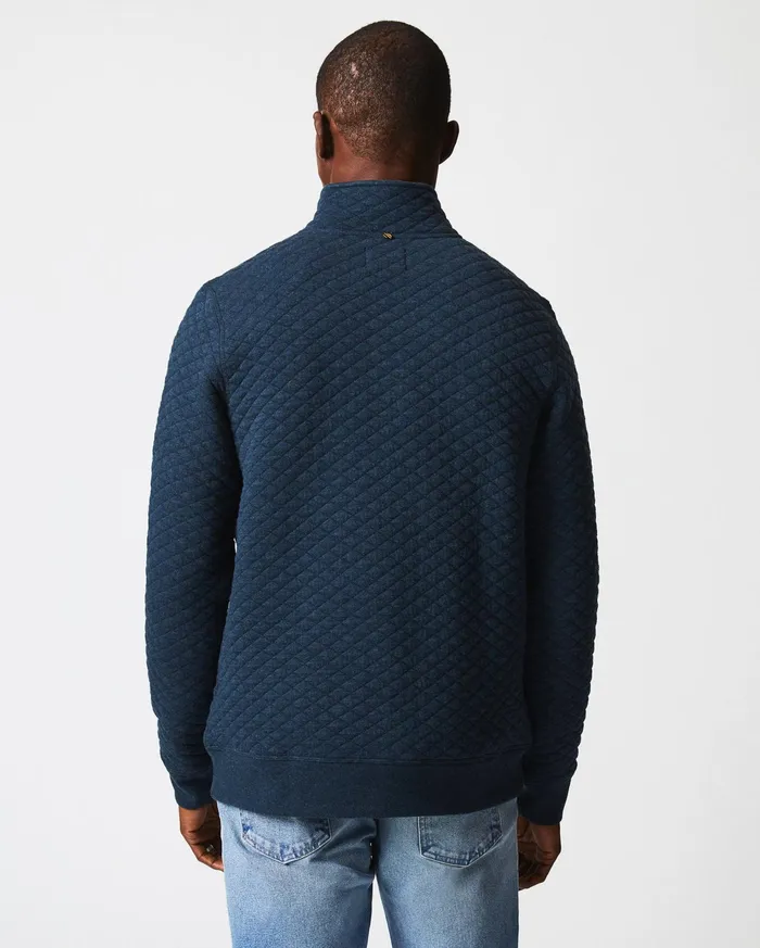 Men Sweaters and Sweatshirts Billy Reid Diamond Quilt Half Zip Carbon Blue
