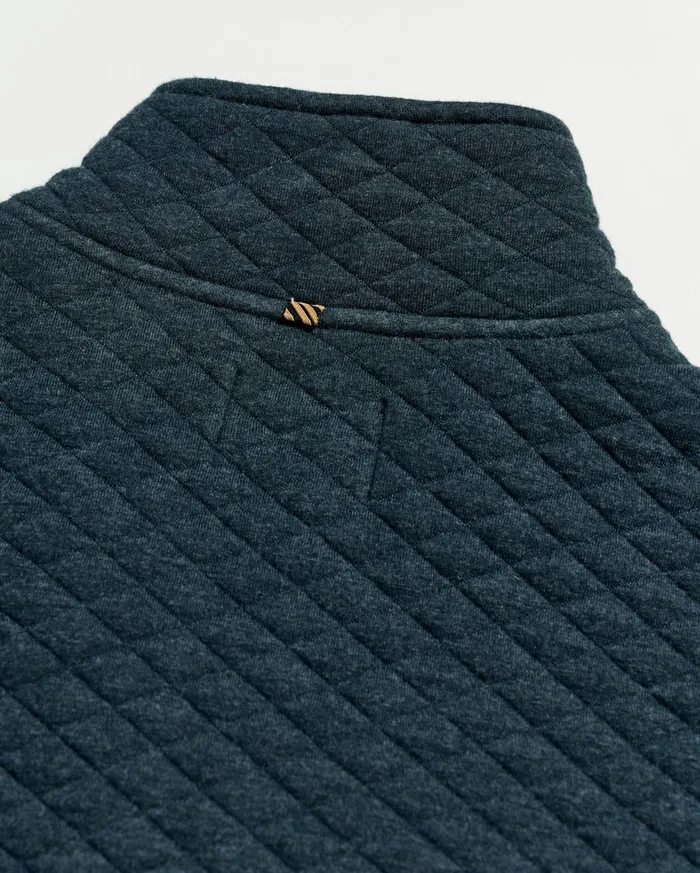 Men Sweaters and Sweatshirts Billy Reid Diamond Quilt Half Zip Carbon Blue