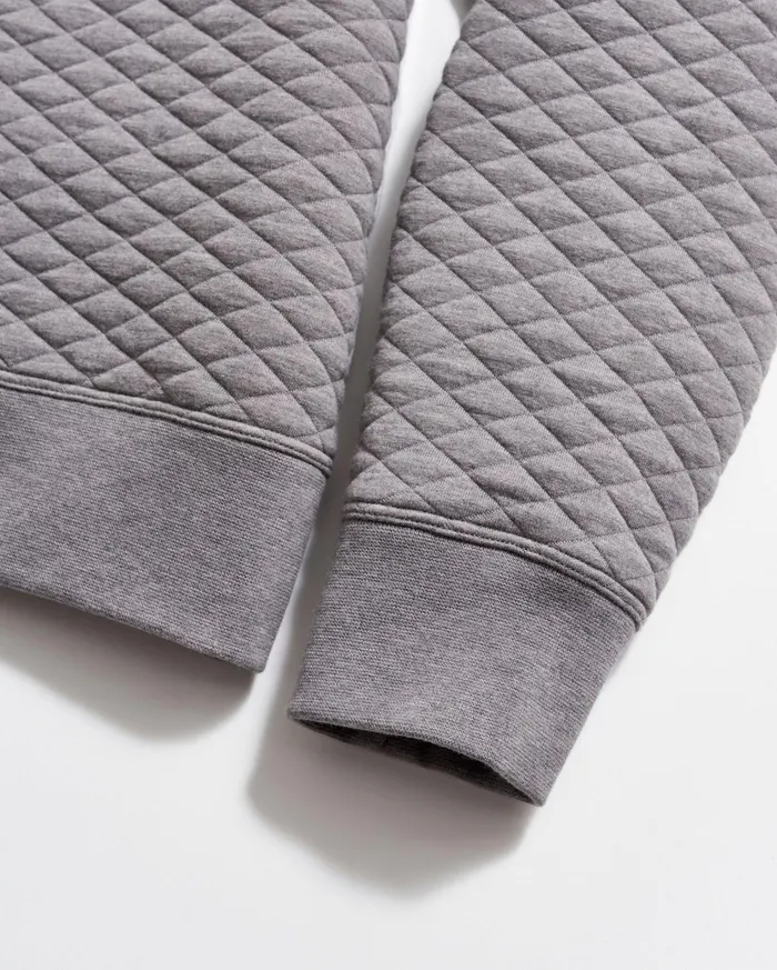Men Sweaters and Sweatshirts Billy Reid Diamond Quilt Half Zip Medium Grey