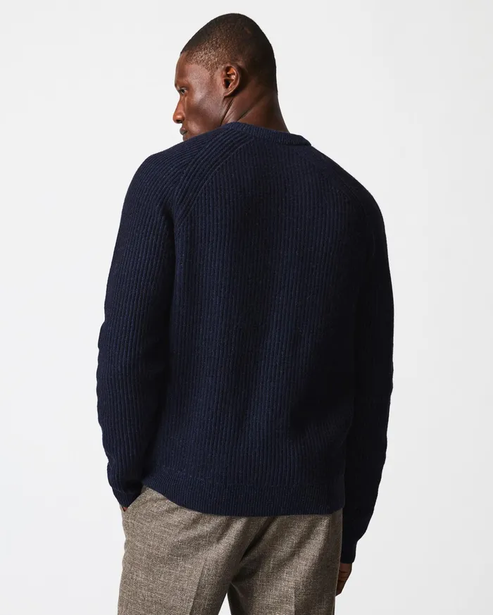 Men Sweaters and Sweatshirts Billy Reid Fisherman Rib Crew Navy