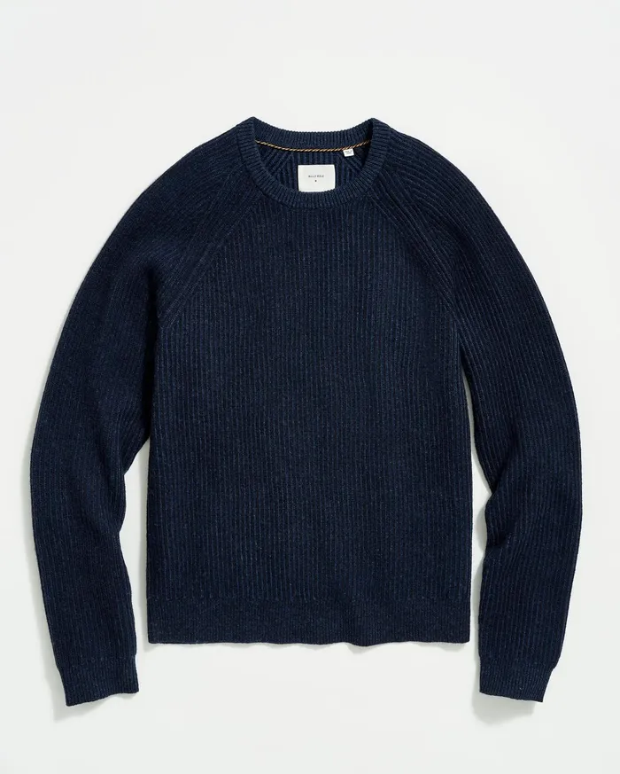 Men Sweaters and Sweatshirts Billy Reid Fisherman Rib Crew Navy