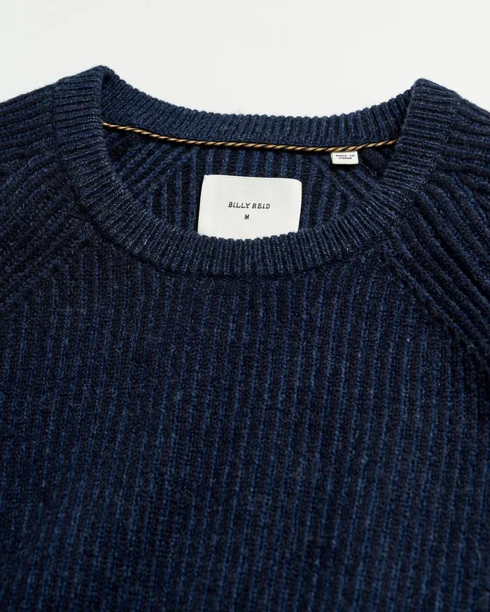 Men Sweaters and Sweatshirts Billy Reid Fisherman Rib Crew Navy