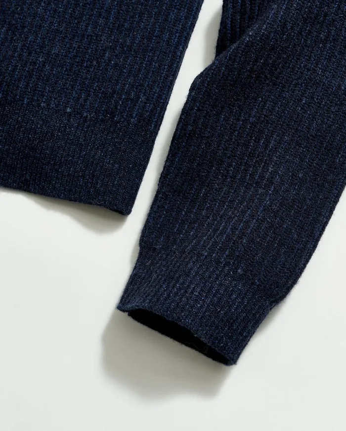 Men Sweaters and Sweatshirts Billy Reid Fisherman Rib Crew Navy