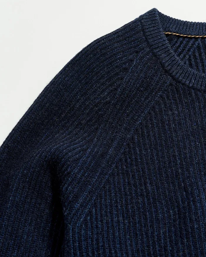Men Sweaters and Sweatshirts Billy Reid Fisherman Rib Crew Navy