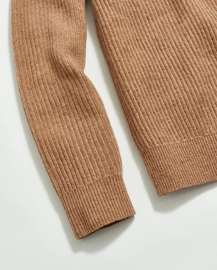 Men Sweaters and Sweatshirts Billy Reid Fisherman Rib Half Zip Cameltan