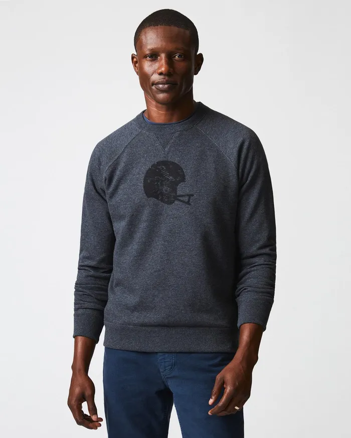 Men Sweaters and Sweatshirts Billy Reid Football Crew Grey