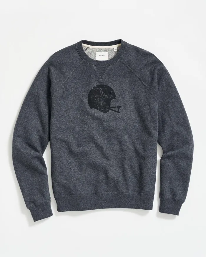 Men Sweaters and Sweatshirts Billy Reid Football Crew Grey