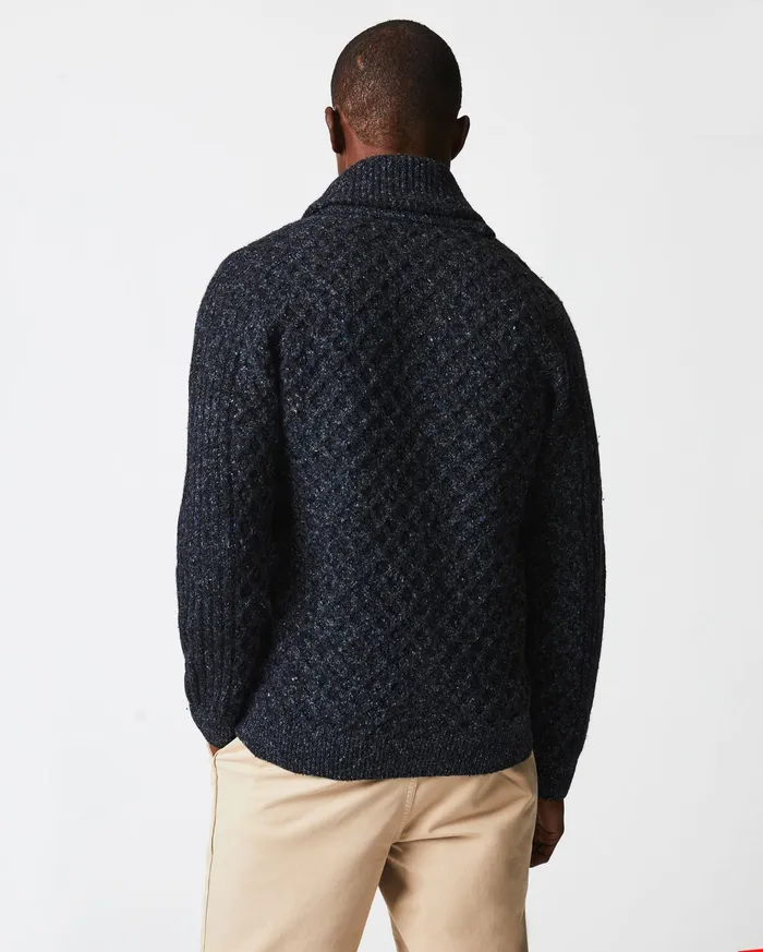 Men Sweaters and Sweatshirts Billy Reid Honeycomb Cardigan Charcoal