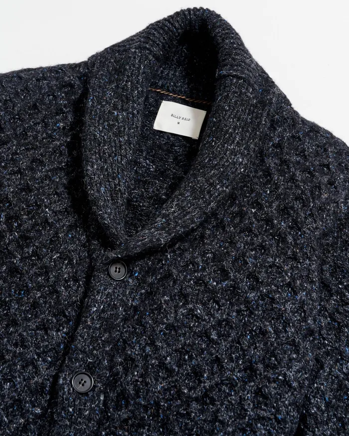 Men Sweaters and Sweatshirts Billy Reid Honeycomb Cardigan Charcoal