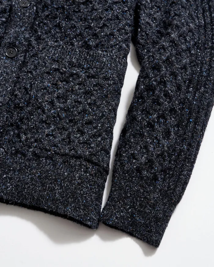 Men Sweaters and Sweatshirts Billy Reid Honeycomb Cardigan Charcoal