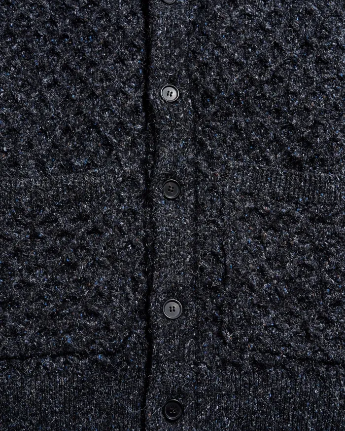 Men Sweaters and Sweatshirts Billy Reid Honeycomb Cardigan Charcoal