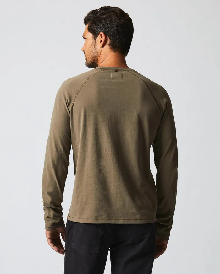 Men Sweaters and Sweatshirts Billy Reid LS Sueded Cotton Crew Moss Green