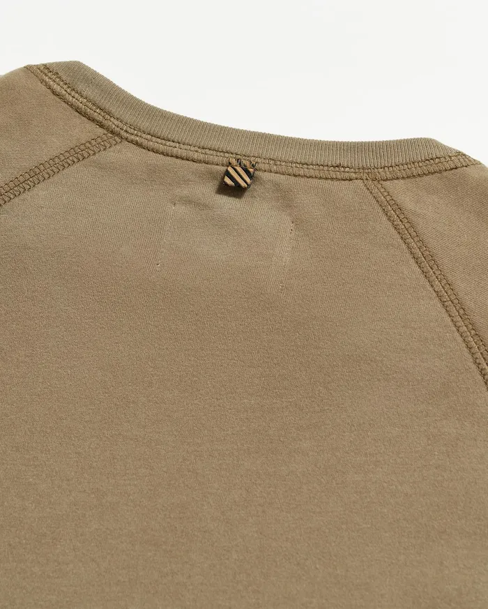 Men Sweaters and Sweatshirts Billy Reid LS Sueded Cotton Crew Moss Green