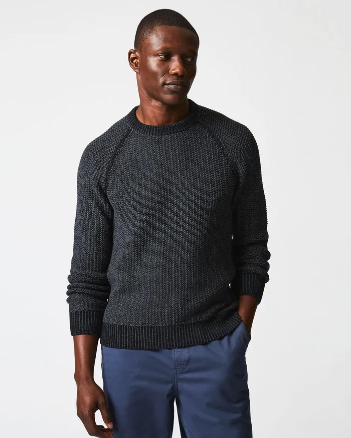 Men Sweaters and Sweatshirts Billy Reid Marled Crewneck Sweater Black