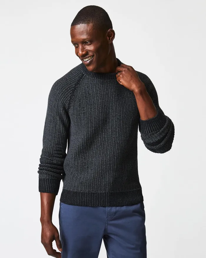 Men Sweaters and Sweatshirts Billy Reid Marled Crewneck Sweater Black
