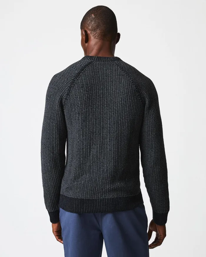 Men Sweaters and Sweatshirts Billy Reid Marled Crewneck Sweater Black