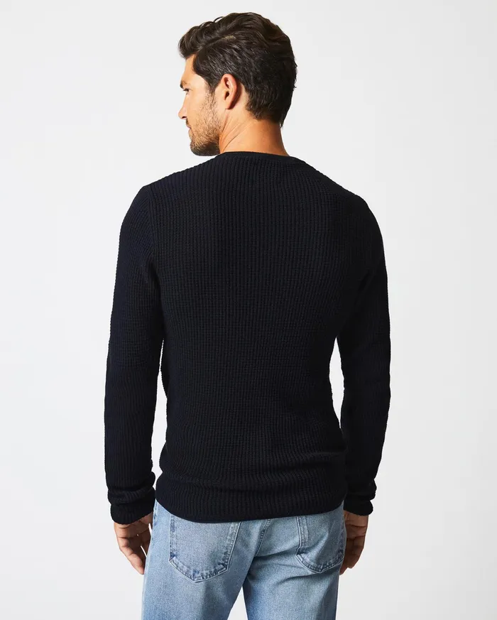 Men Sweaters and Sweatshirts Billy Reid Mini Waffle Crew Midnight