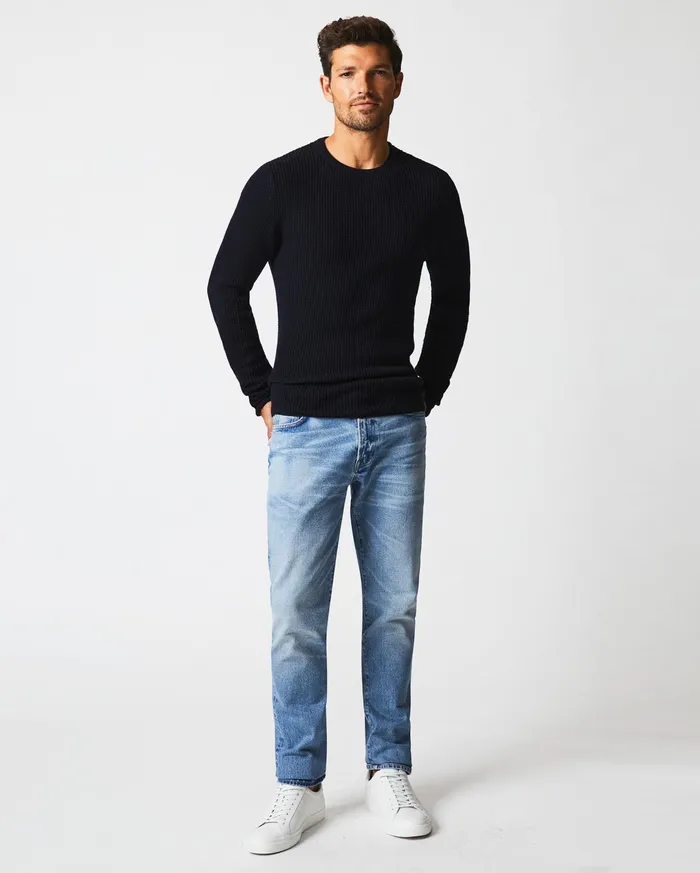 Men Sweaters and Sweatshirts Billy Reid Mini Waffle Crew Midnight