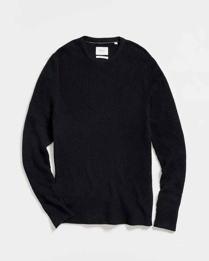 Men Sweaters and Sweatshirts Billy Reid Mini Waffle Crew Midnight